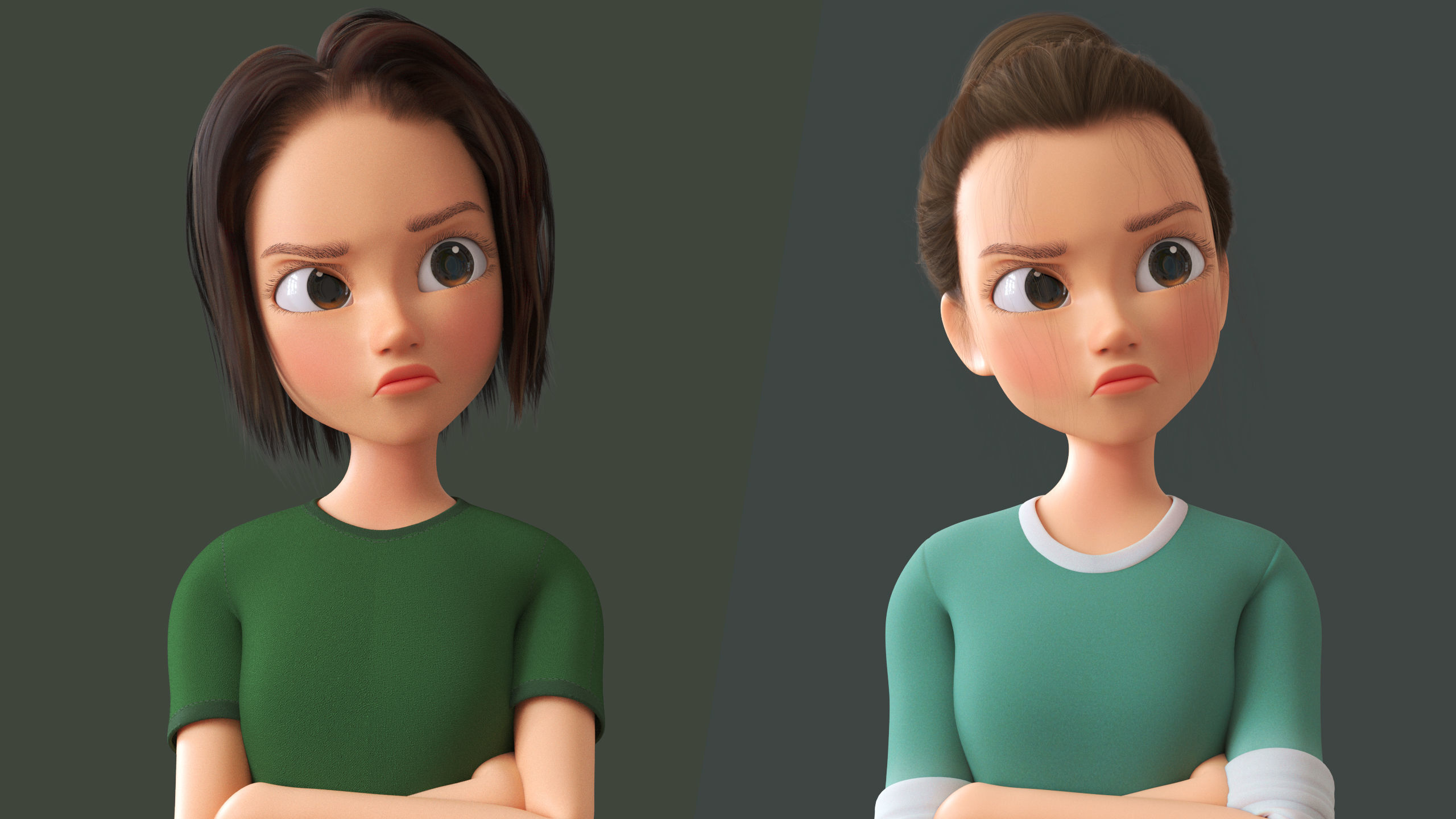 Cartoon Teen Girl - College Student 3D model_15