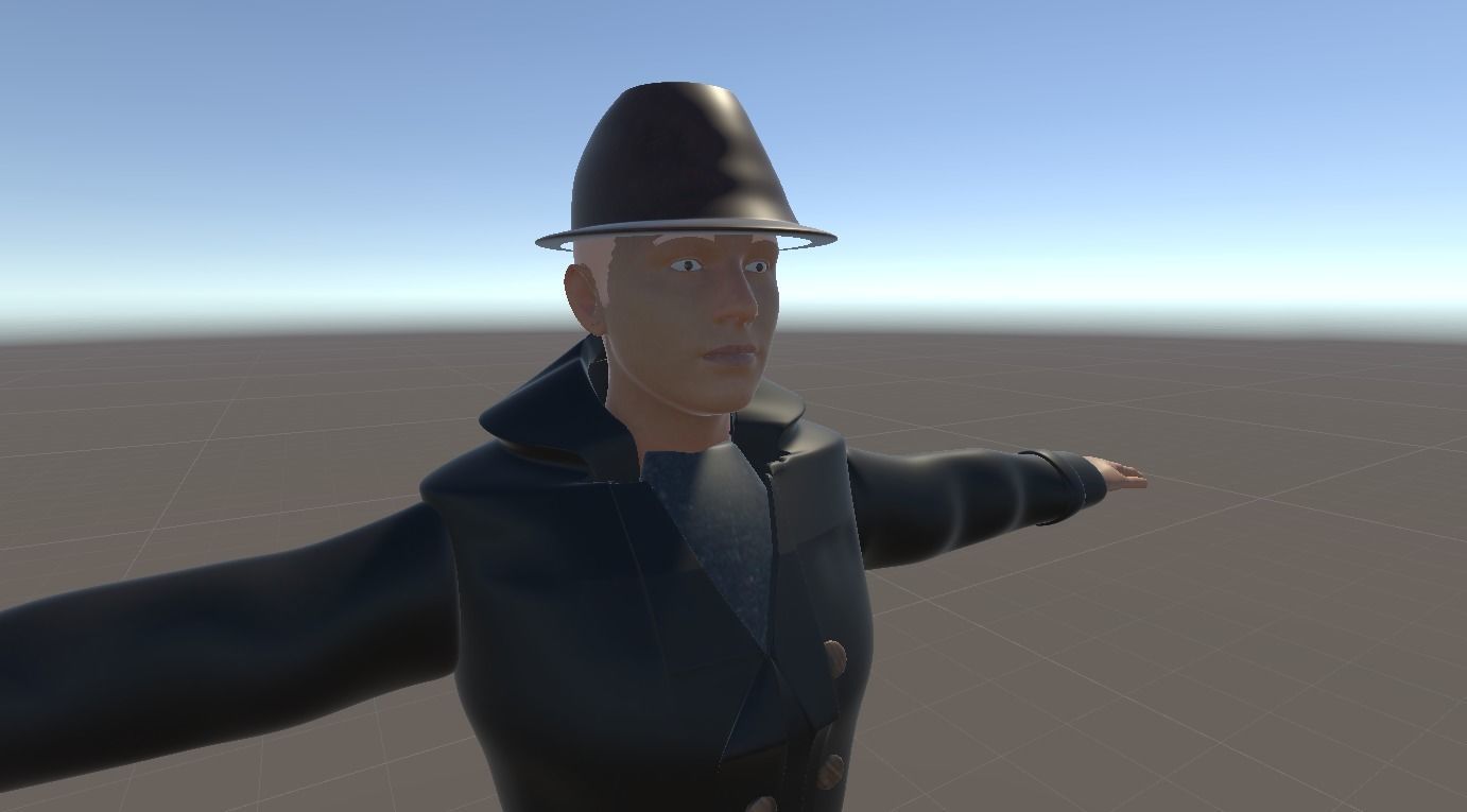 3D Detective model man in coat Low-poly 3D model_2
