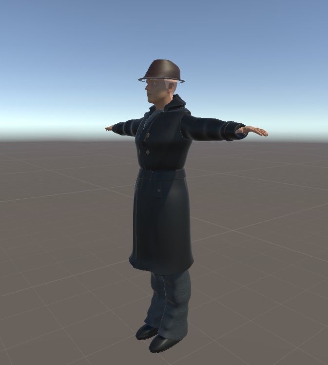 3D Detective model man in coat Low-poly 3D model_1