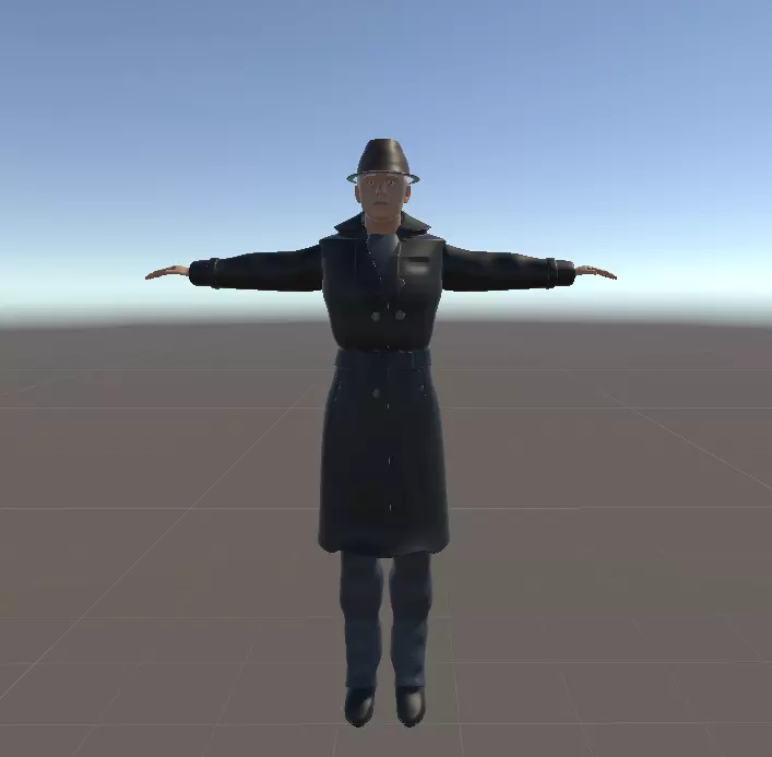 3D Detective model man in coat Low-poly 3D model_0