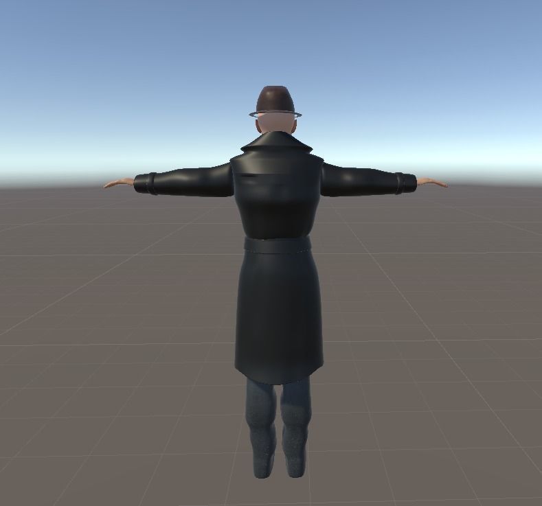 3D Detective model man in coat Low-poly 3D model_3