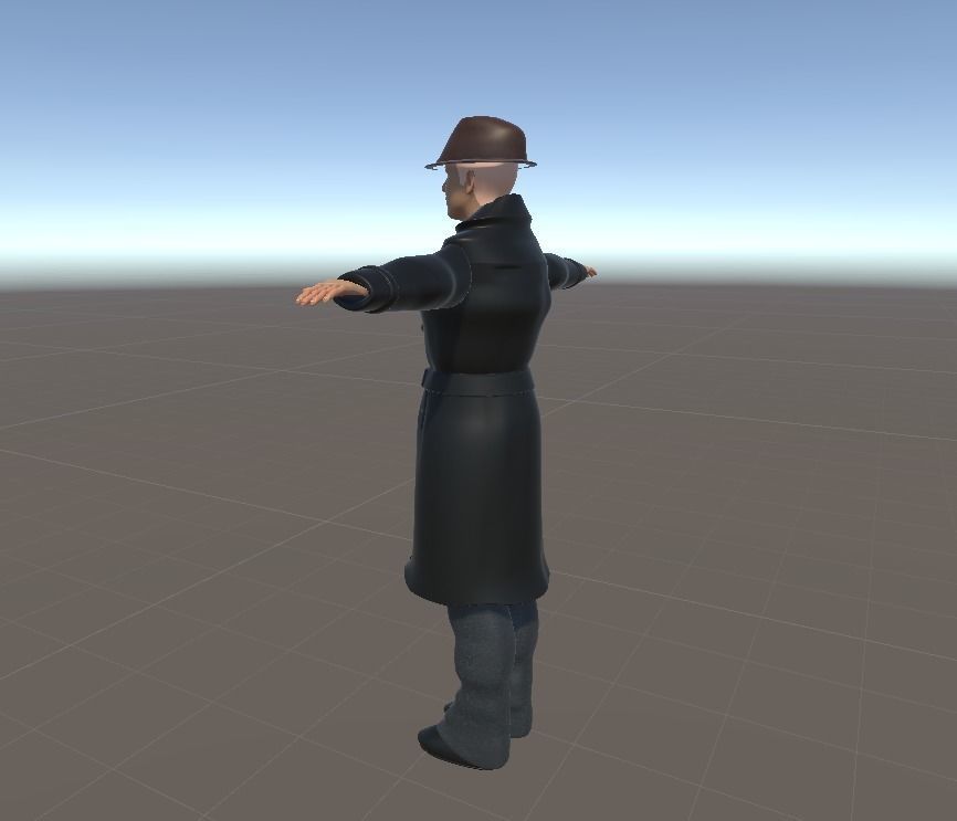 3D Detective model man in coat Low-poly 3D model_4
