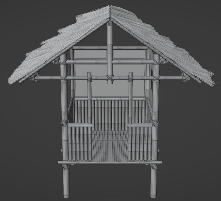 bamboo hut 3D model_4