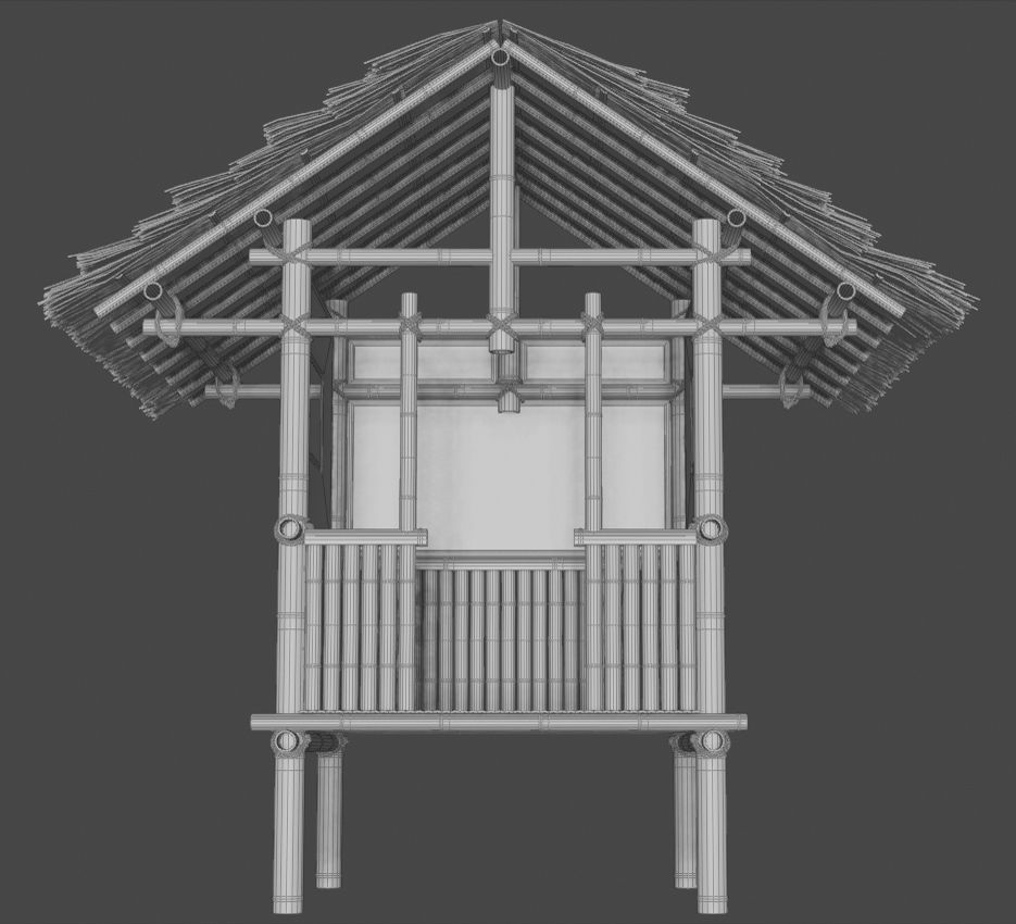bamboo hut 3D model_7