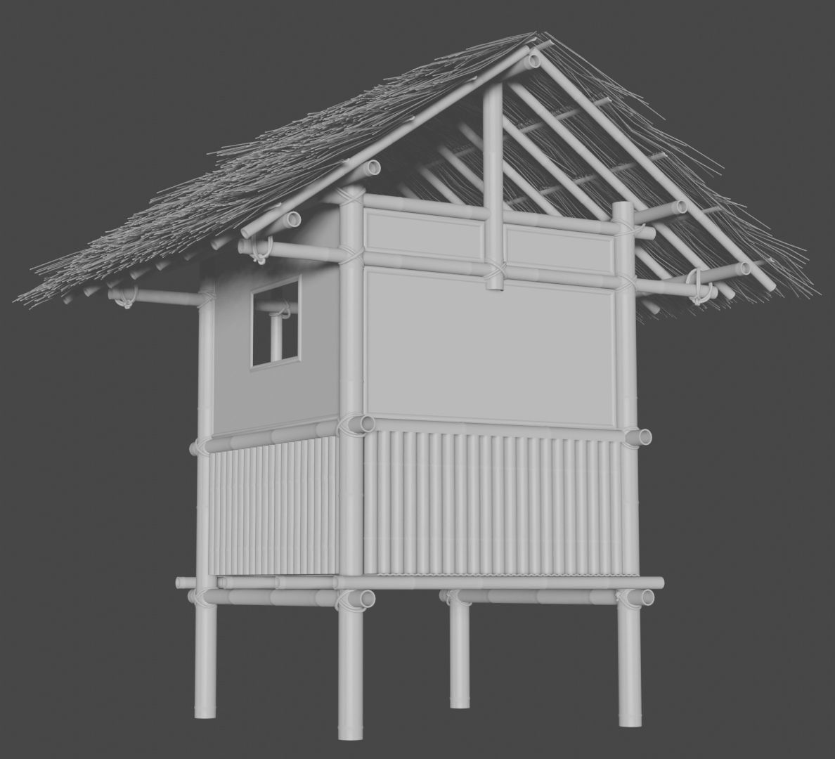 bamboo hut 3D model_2