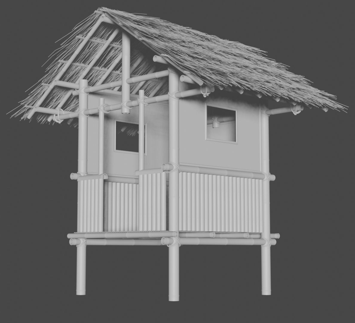 bamboo hut 3D model_1
