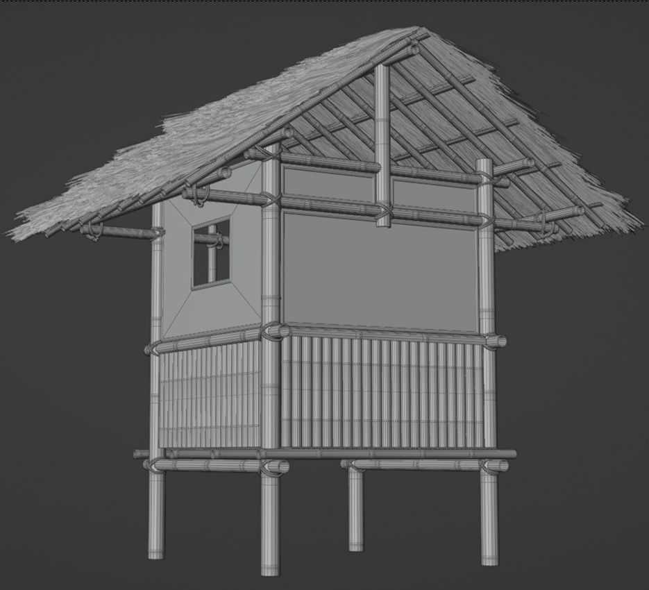 bamboo hut 3D model_6