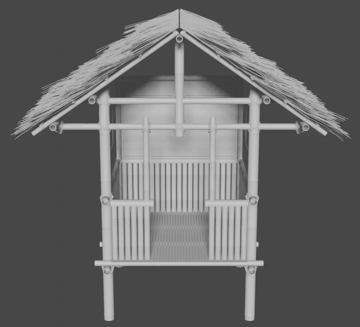 bamboo hut 3D model_0