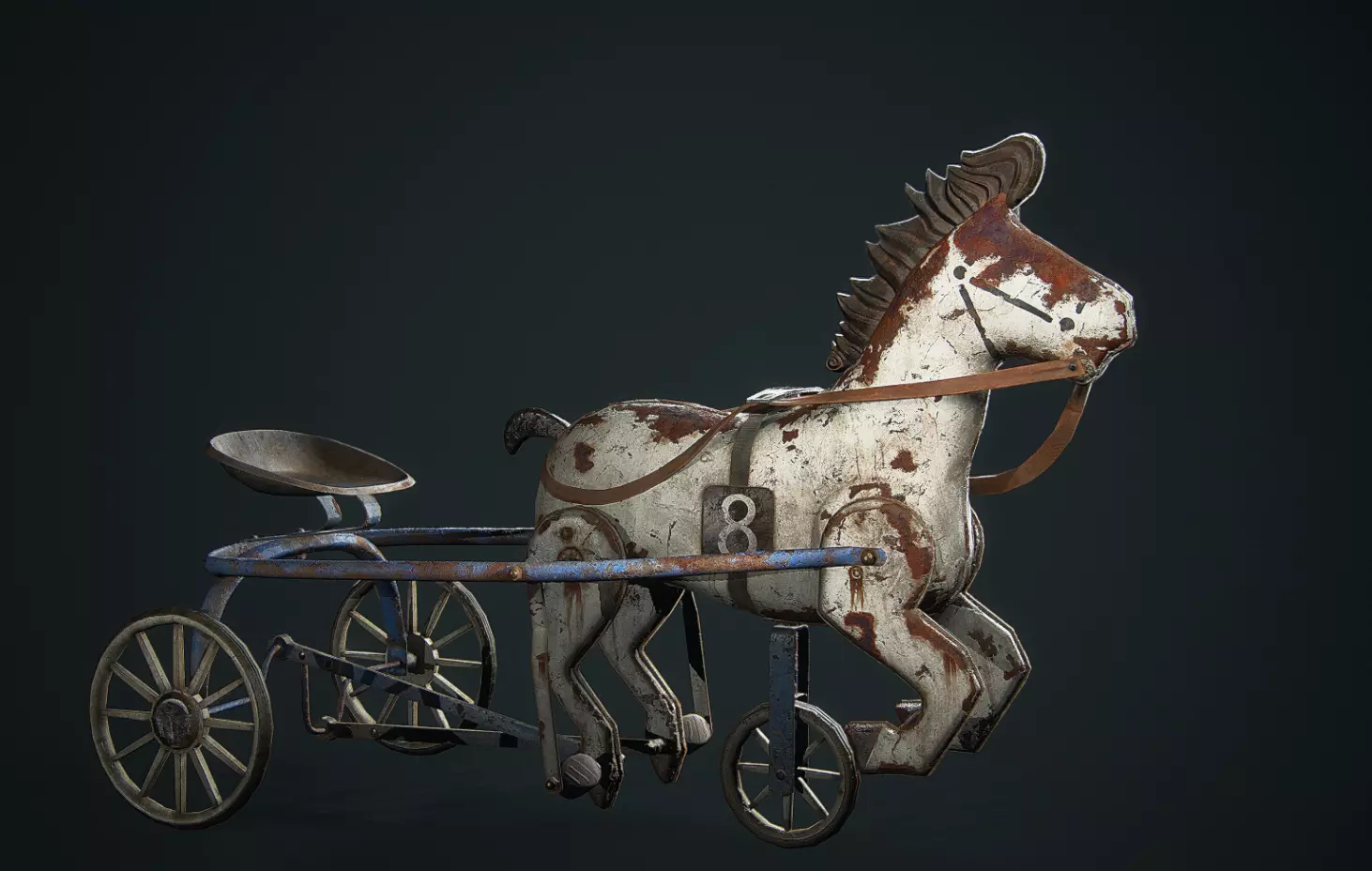 Vintage Soviet Horse Tricycle  Low-poly 3D model_0