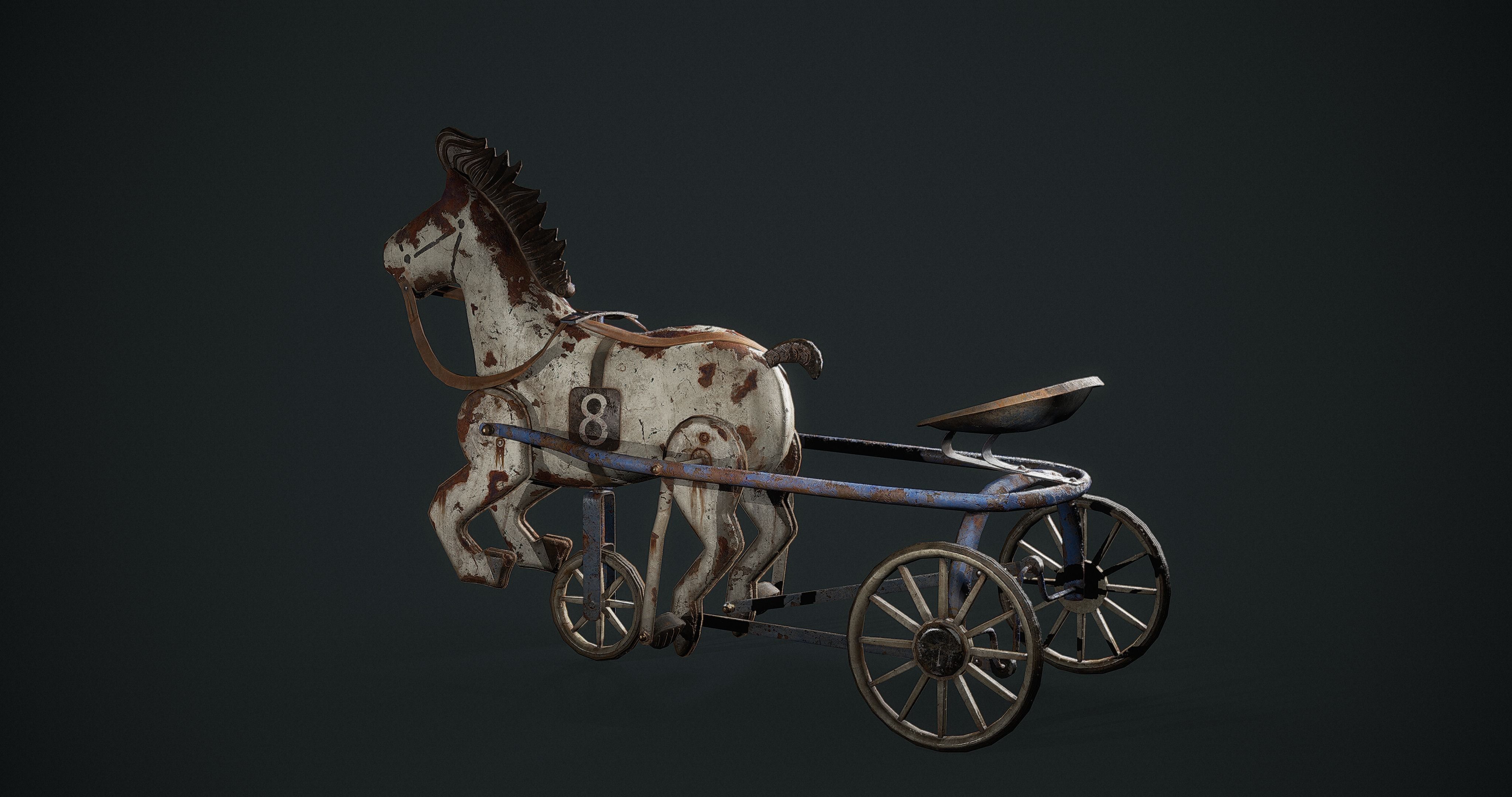 Vintage Soviet Horse Tricycle  Low-poly 3D model_5