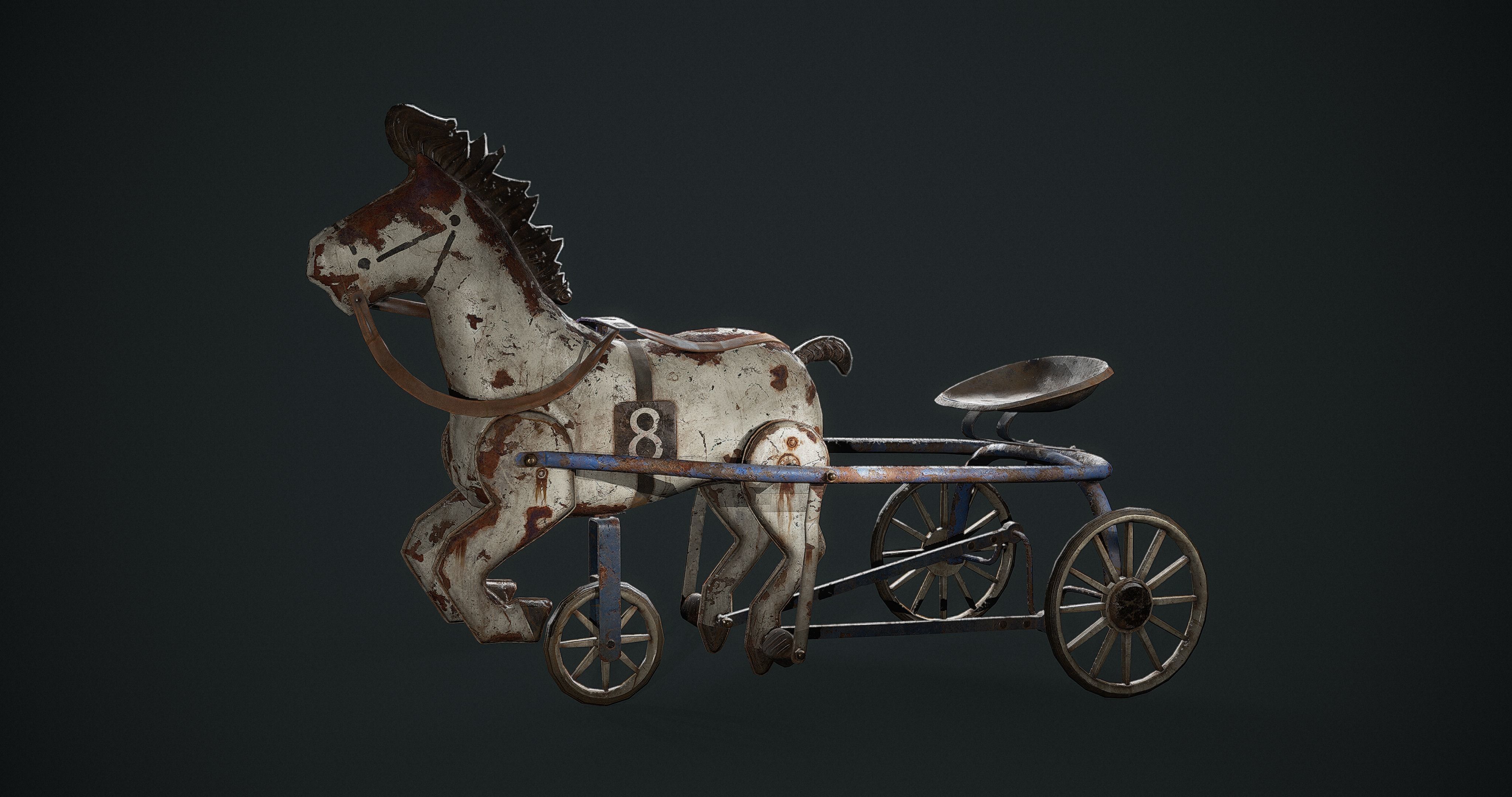 Vintage Soviet Horse Tricycle  Low-poly 3D model_4