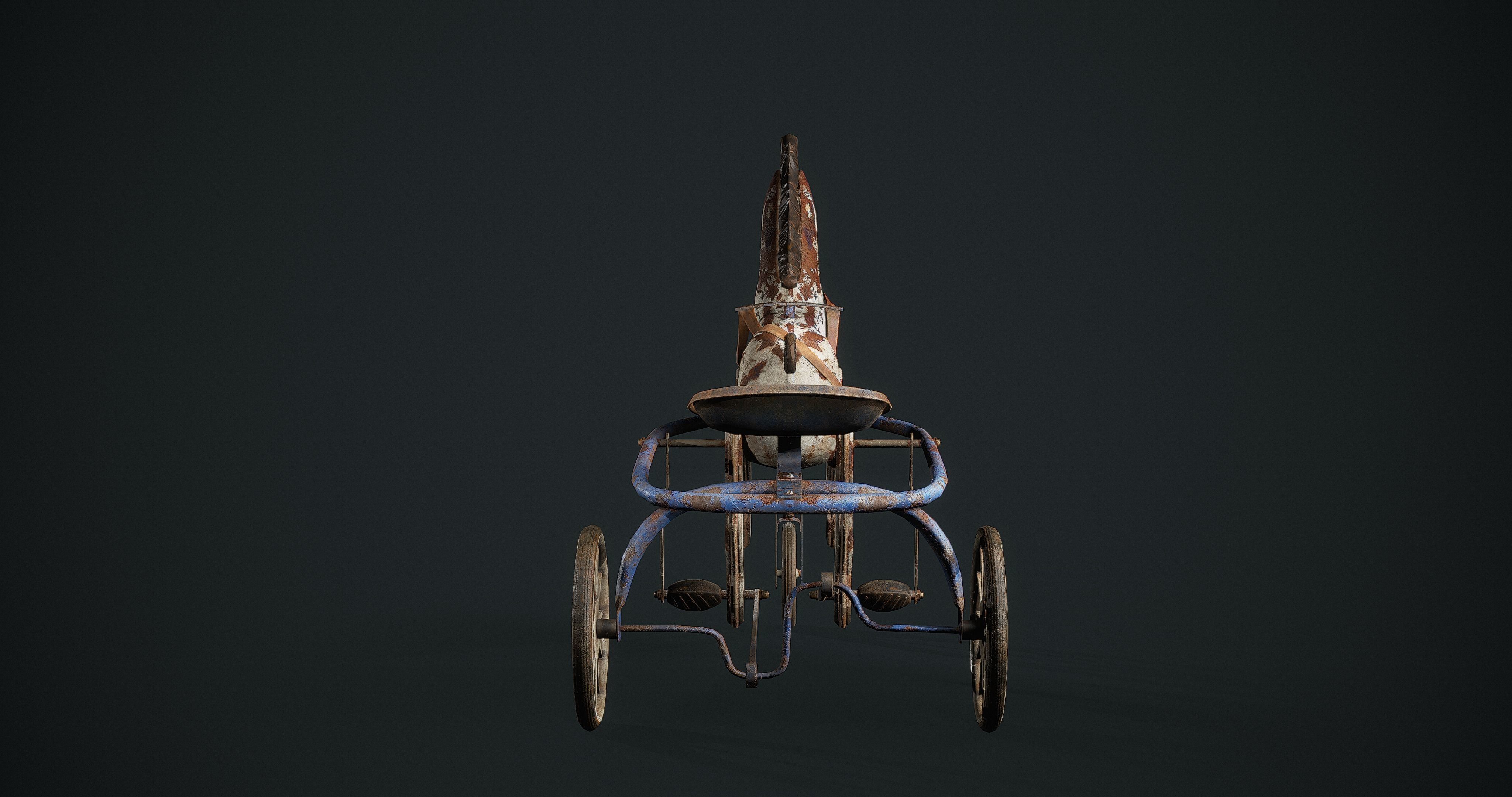 Vintage Soviet Horse Tricycle  Low-poly 3D model_2