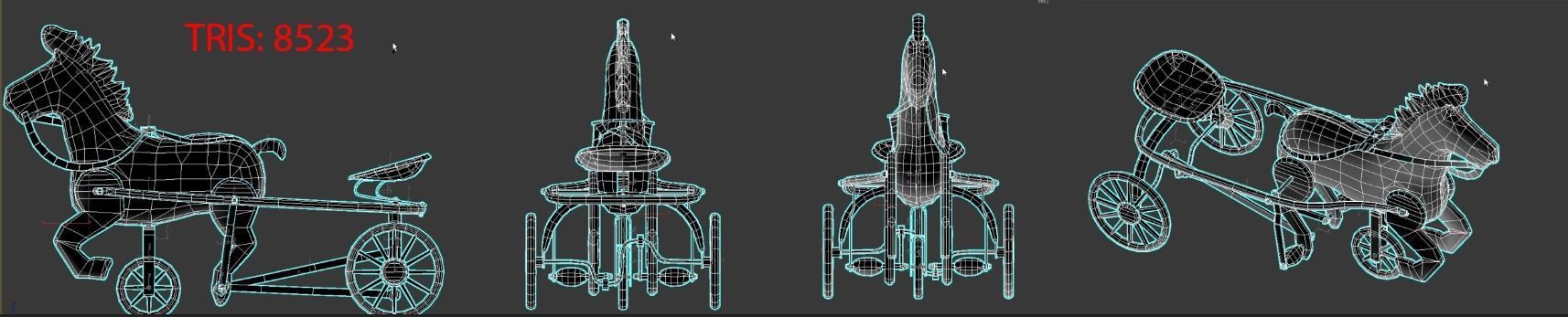 Vintage Soviet Horse Tricycle  Low-poly 3D model_9