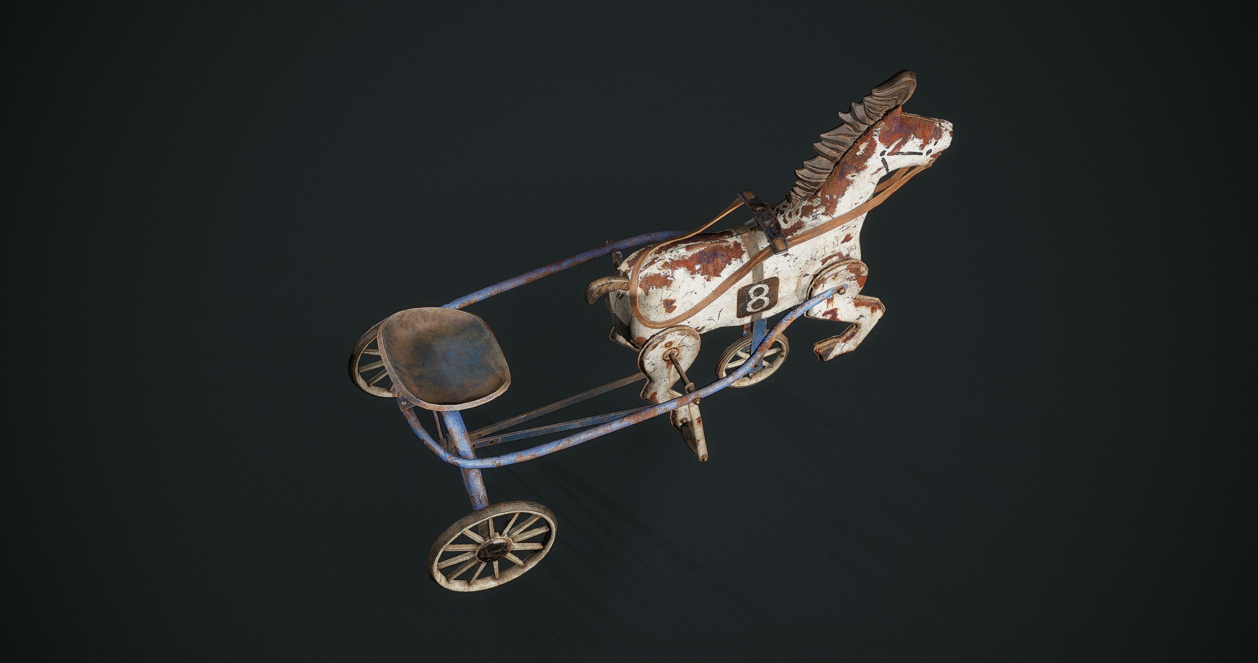 Vintage Soviet Horse Tricycle  Low-poly 3D model_1