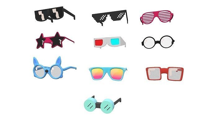 Cartoon Glasses Pack Low-poly 3D model