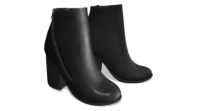 Black Leather Side Zipped Ankle Boots