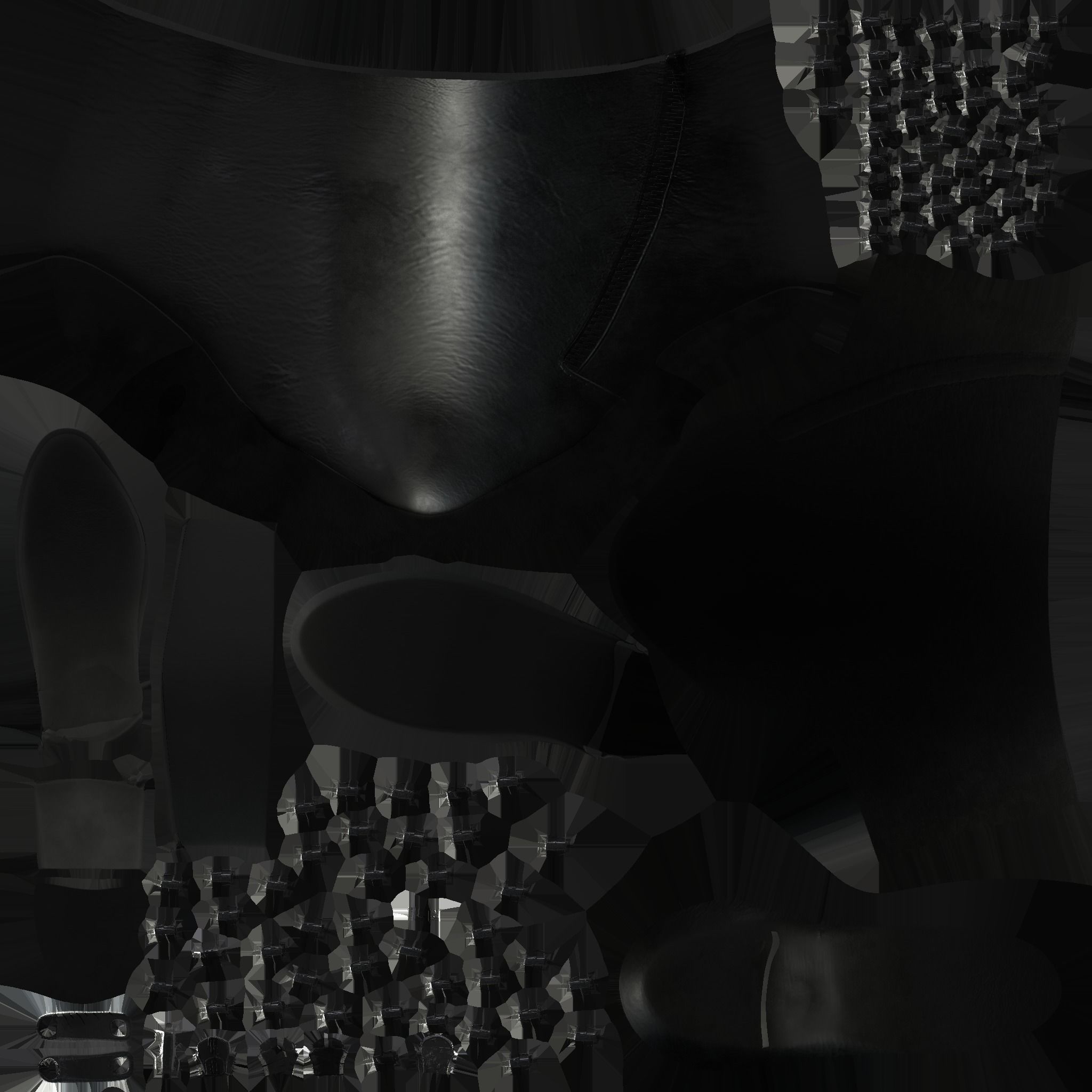 Black Leather Side Zipped Ankle Boots Low-poly 3D model_9