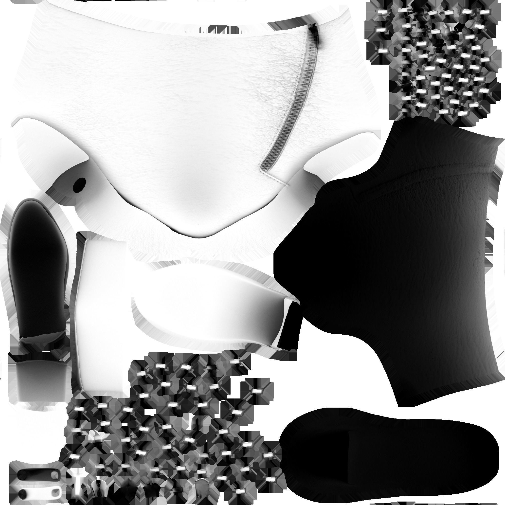 Black Leather Side Zipped Ankle Boots Low-poly 3D model_12