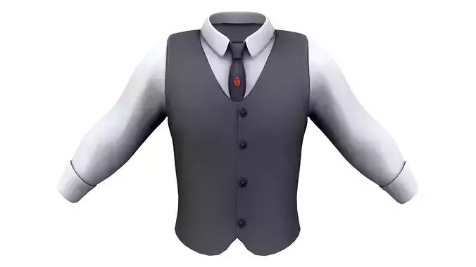 Gray Vest Long Sleeves Shirt And Tie