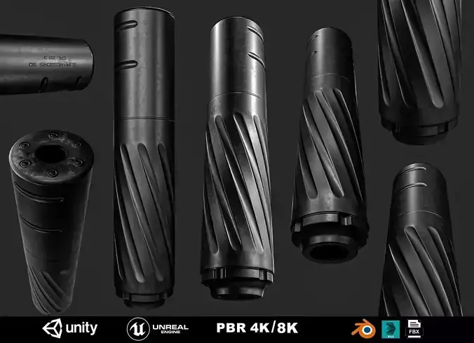 Gun Silencer Low-poly 3D model