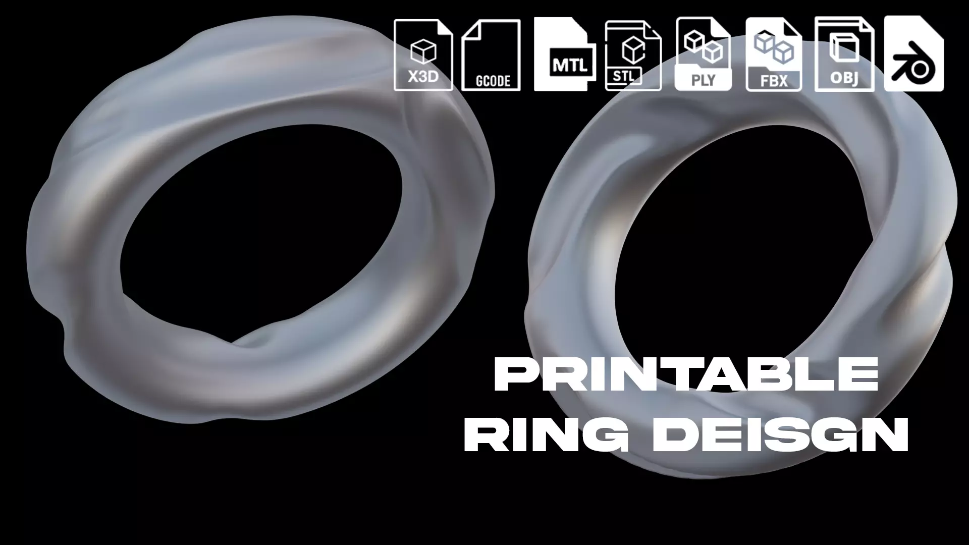 Printable ring model 3D print model_0