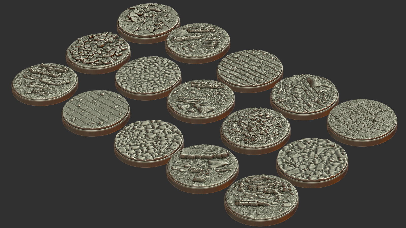 PACK 3 - 15 MINIATURE BASES 50mm 3D Print Ready 3D print model_2