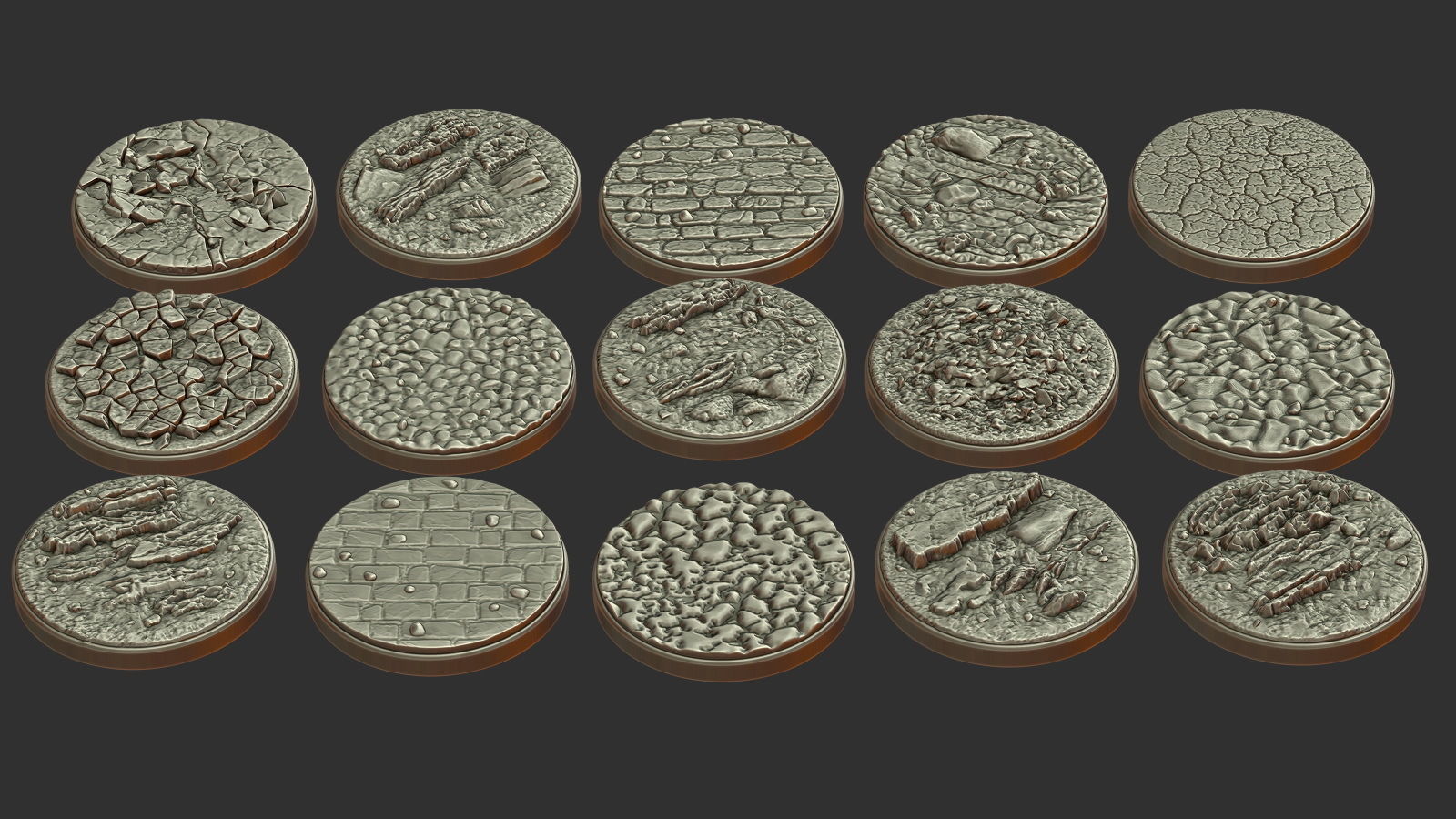 PACK 3 - 15 MINIATURE BASES 50mm 3D Print Ready 3D print model_3
