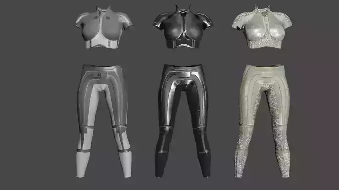 Female character sci-fi suit videogame Low-poly 3D model