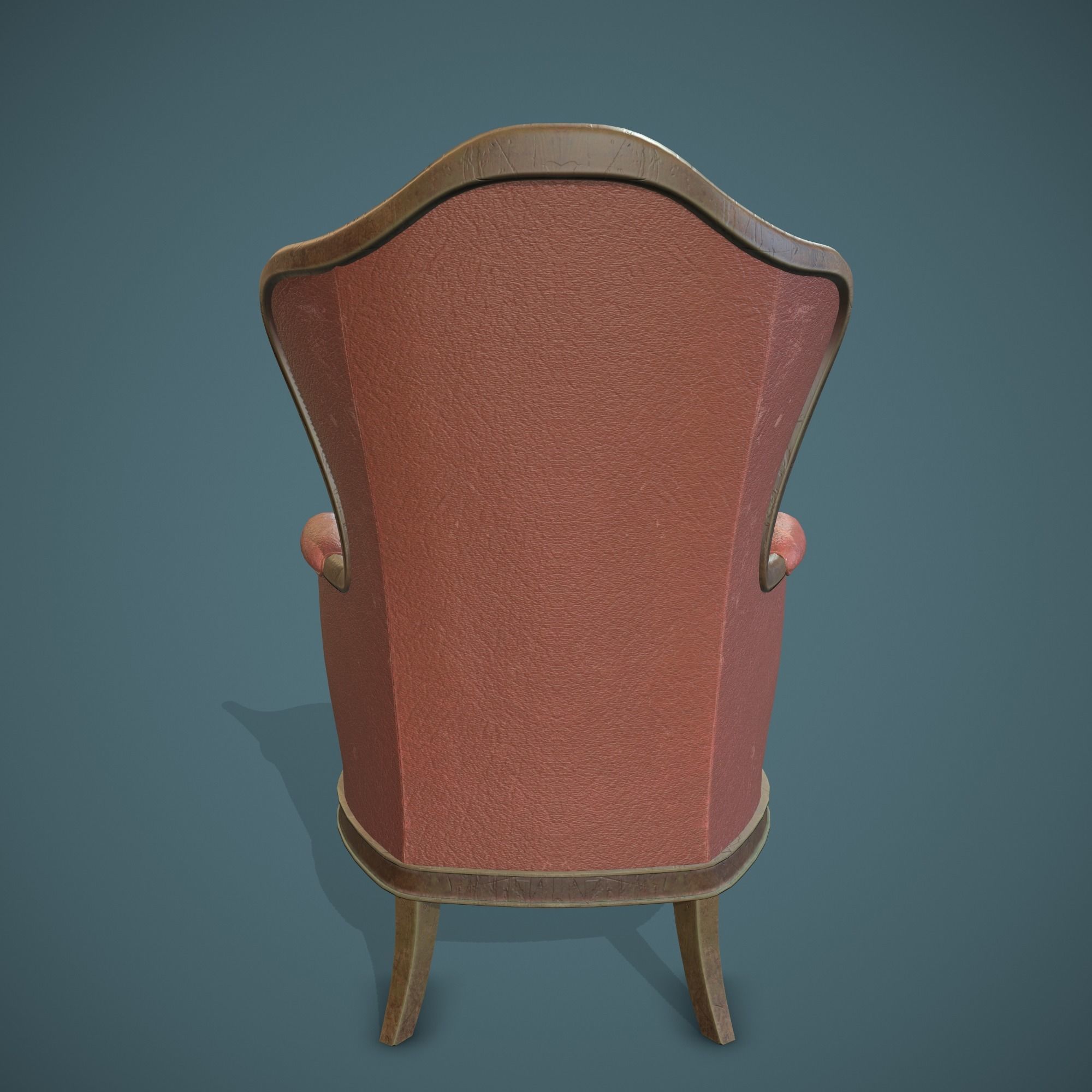 Leather old chair Low-poly 3D model_10