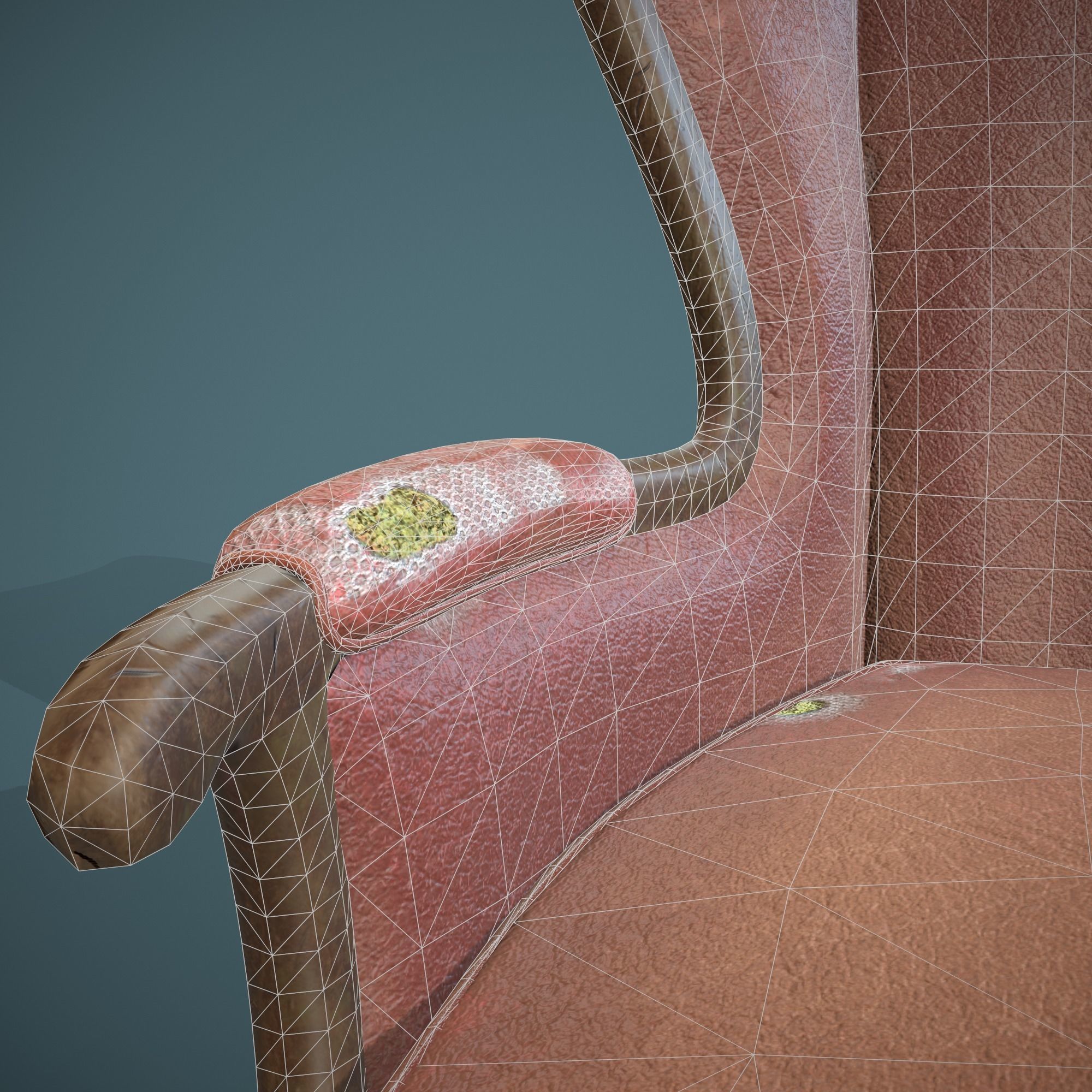 Leather old chair Low-poly 3D model_18