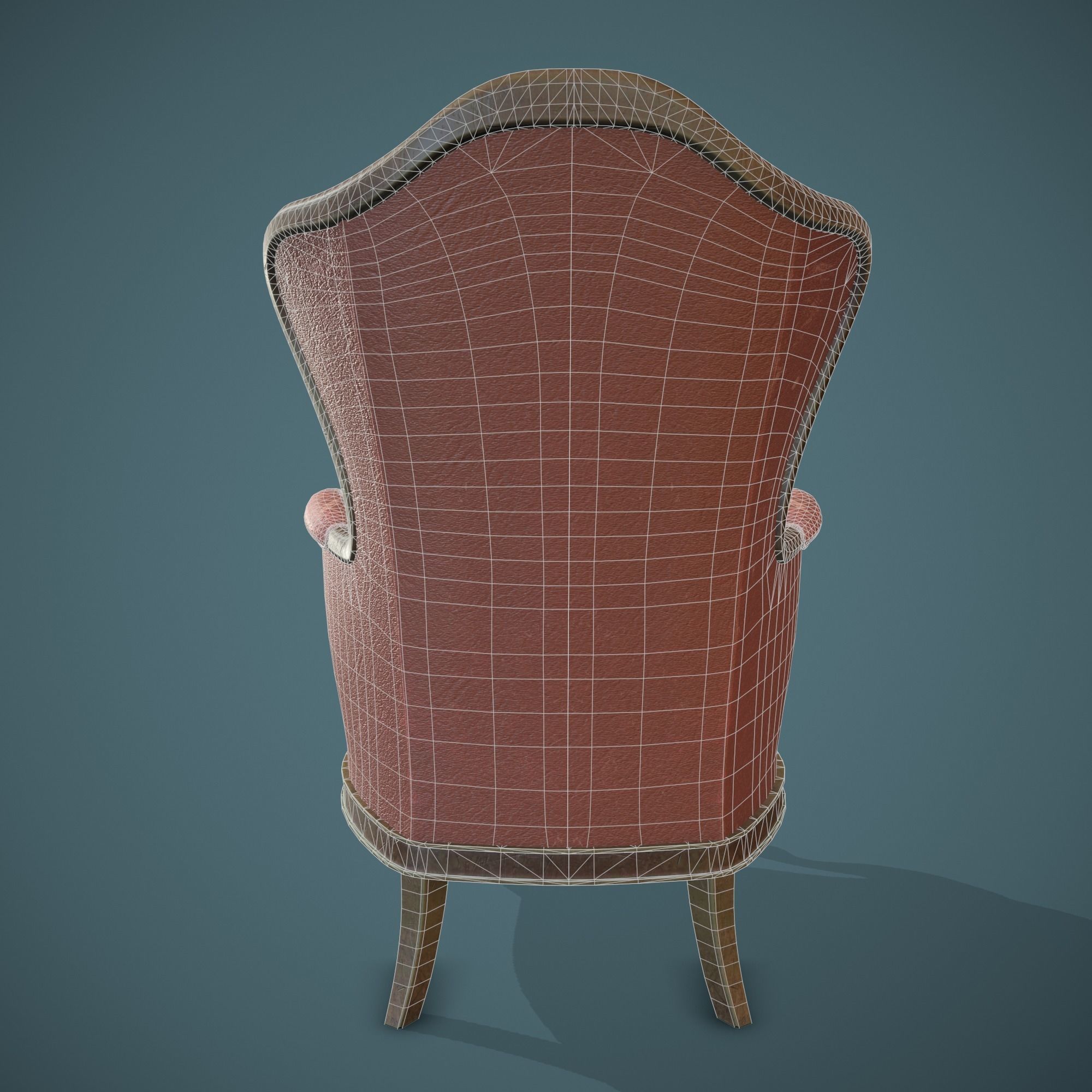 Leather old chair Low-poly 3D model_15