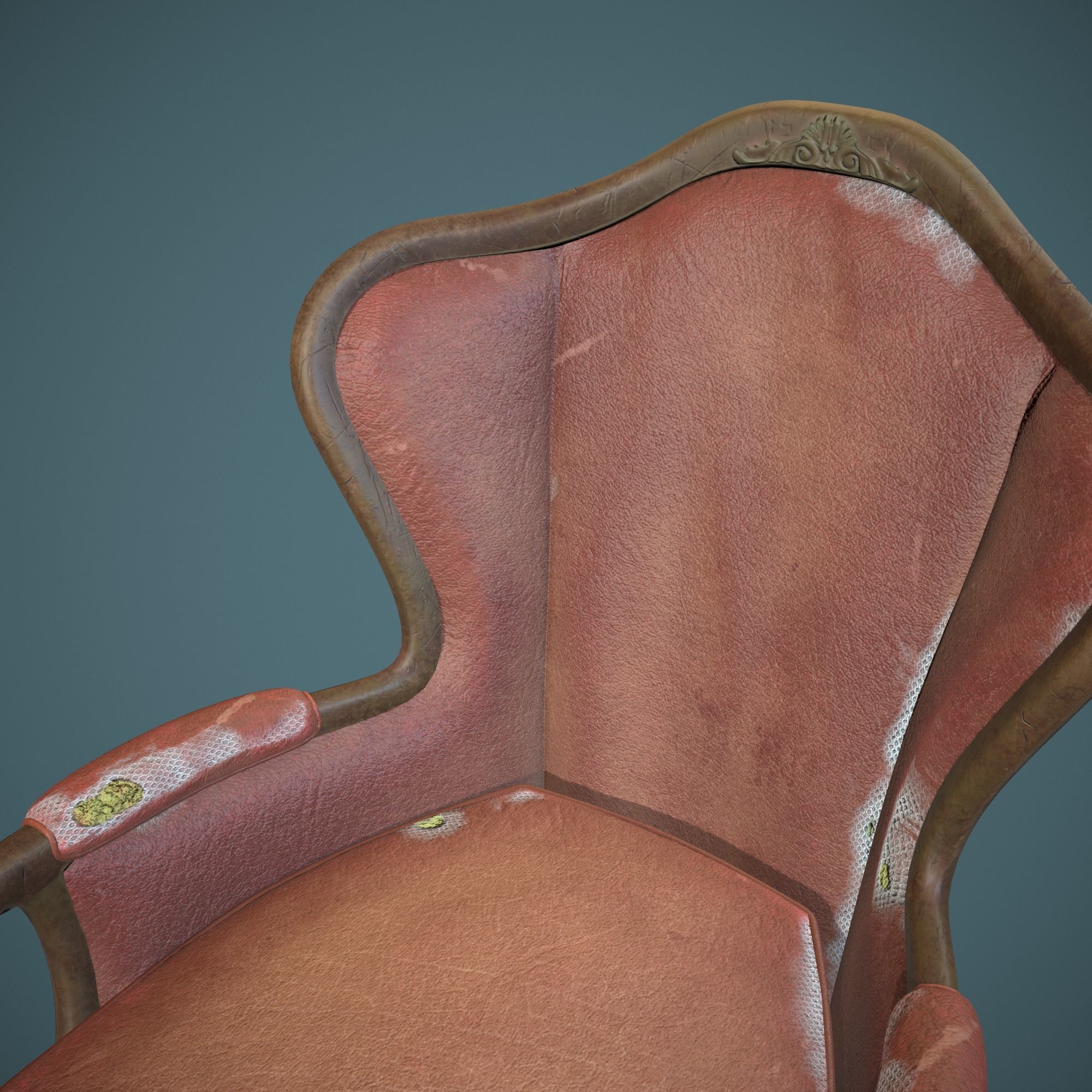 Leather old chair Low-poly 3D model_11