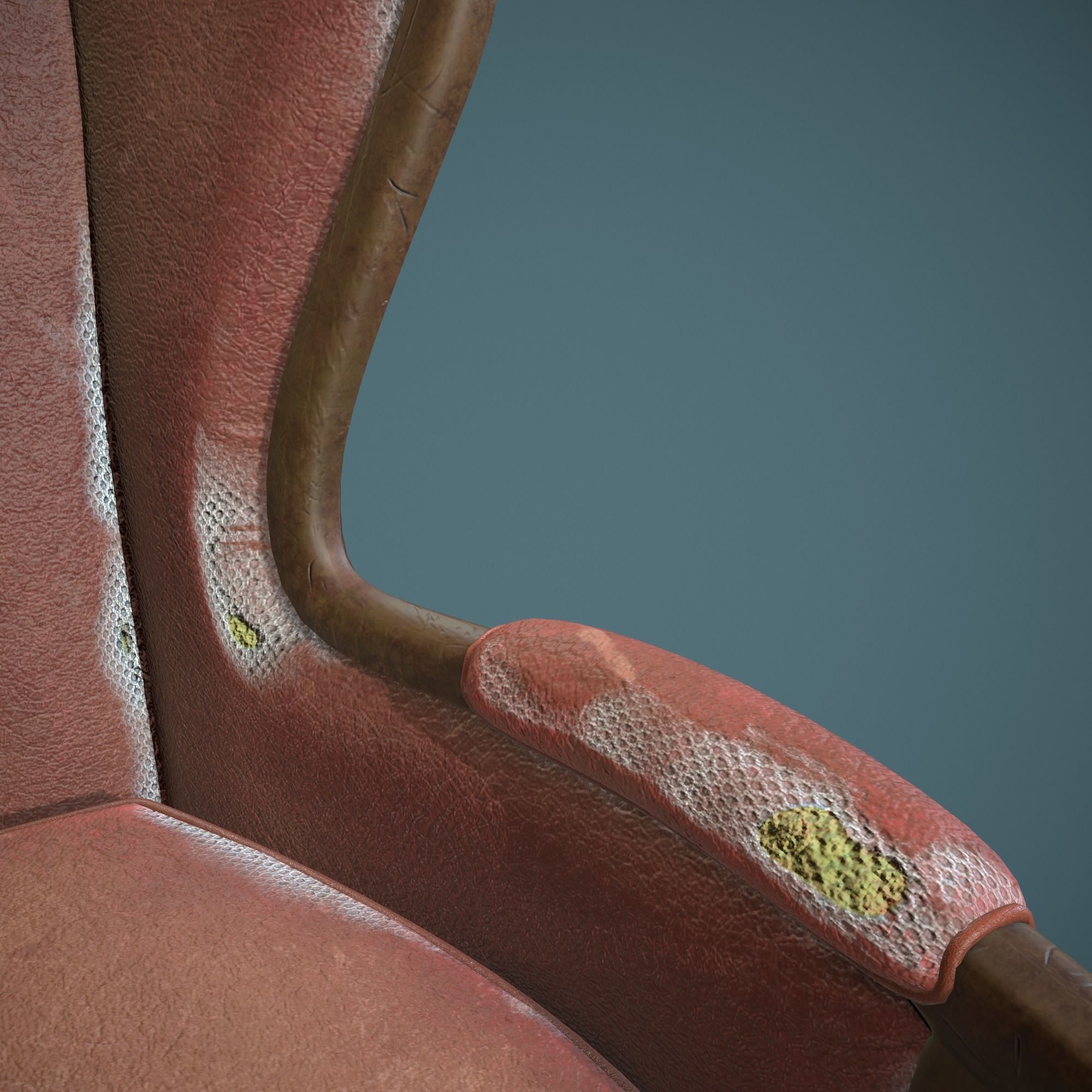 Leather old chair Low-poly 3D model_12