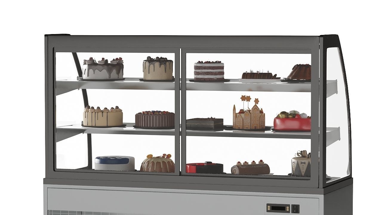Pastry Refrigerator 15 Different Cakes 3D model_5