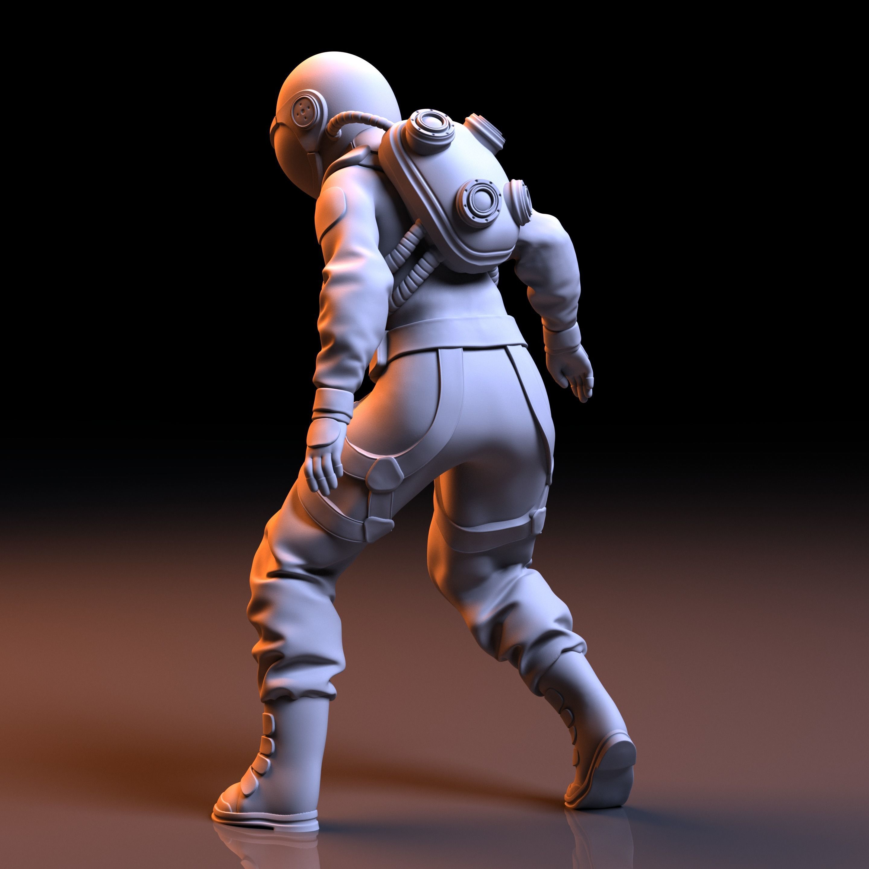 Astronaut female in spacesuit 3D print model_2
