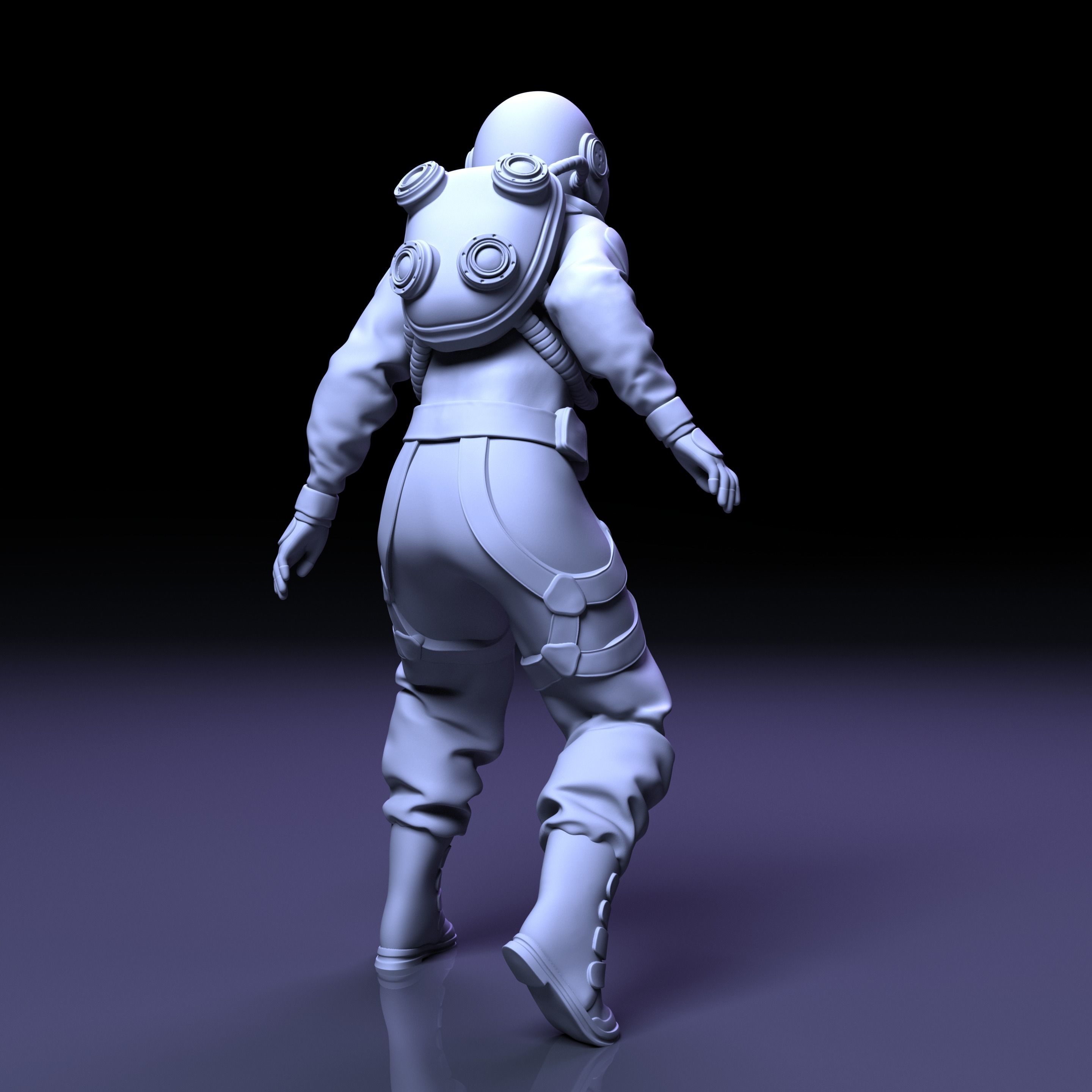 Astronaut female in spacesuit 3D print model_3
