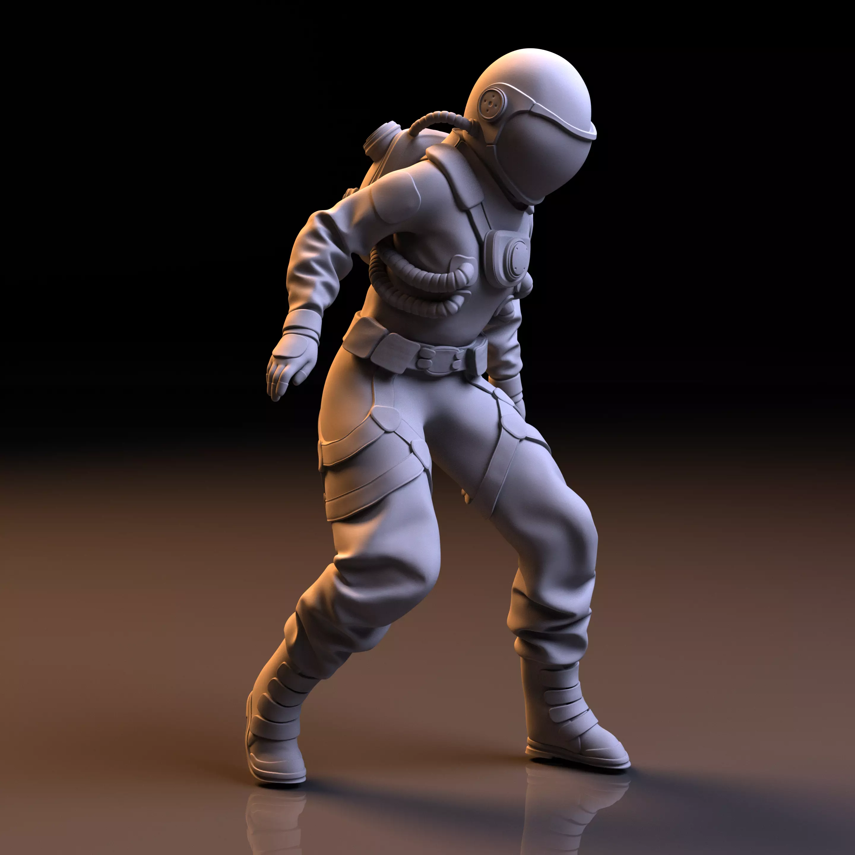 Astronaut female in spacesuit 3D print model_0