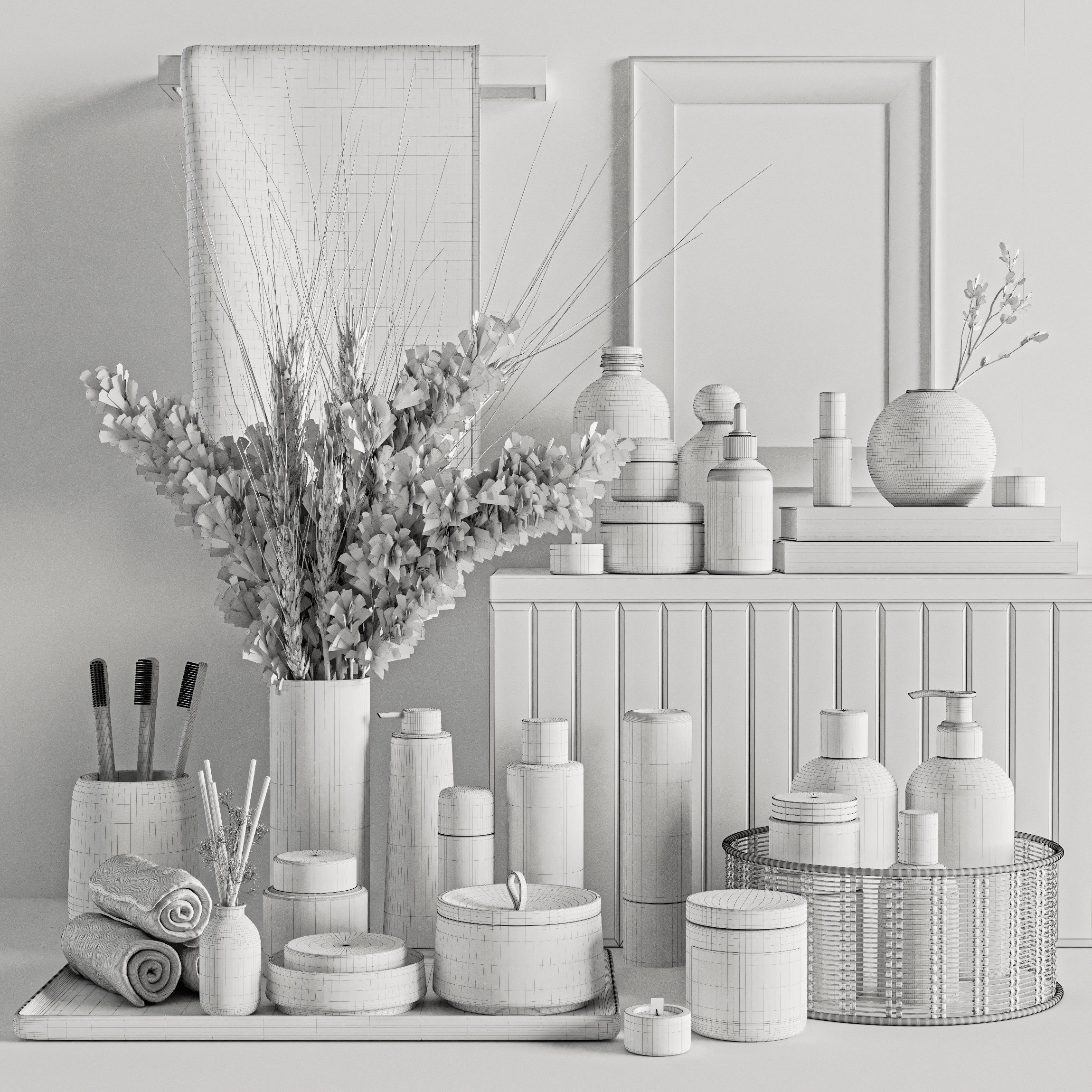 Bathroom accessories Set 3D model_5