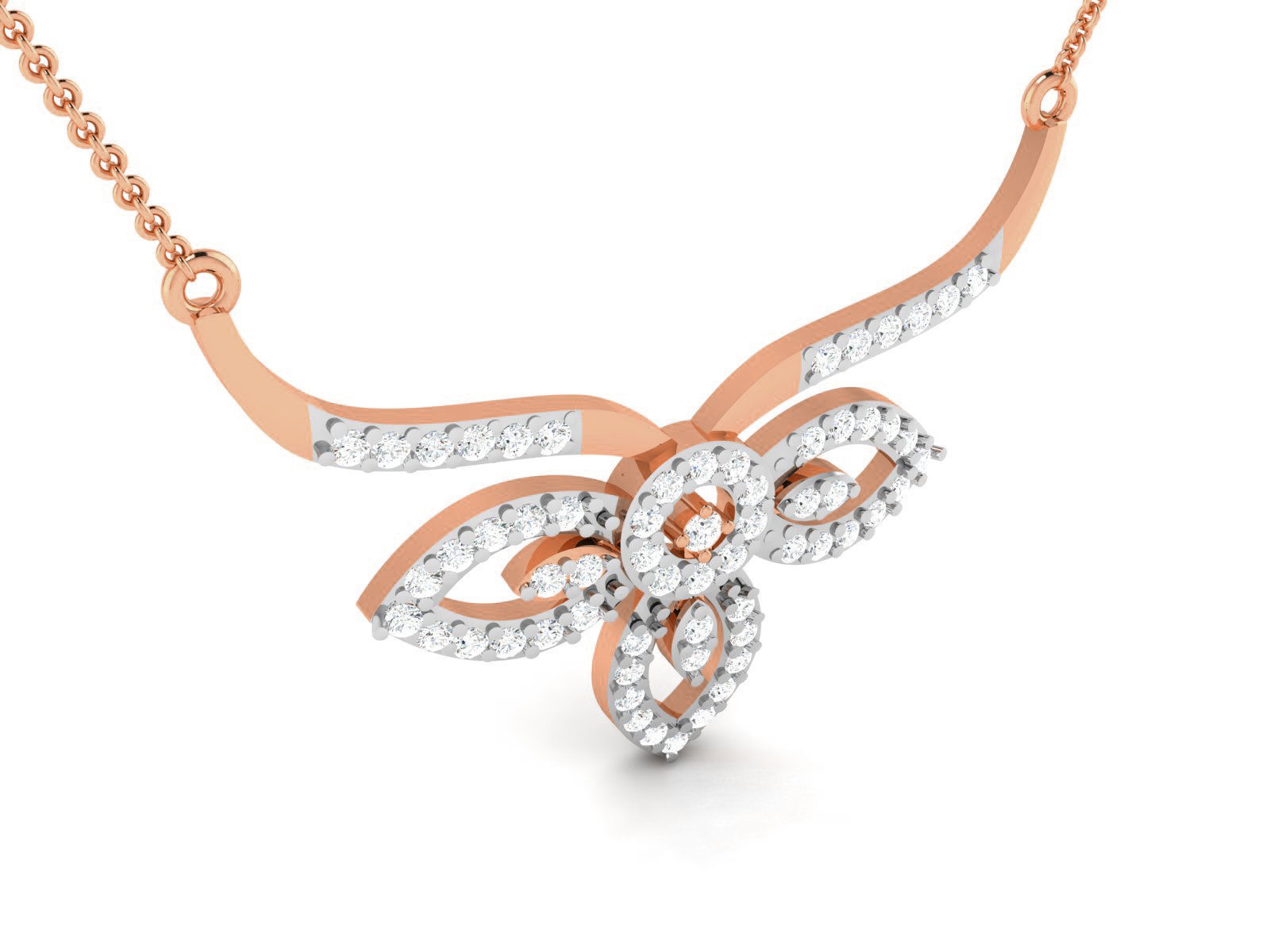 Flower Light Weight Diamond Necklace 3dm renders details 3D print model_2