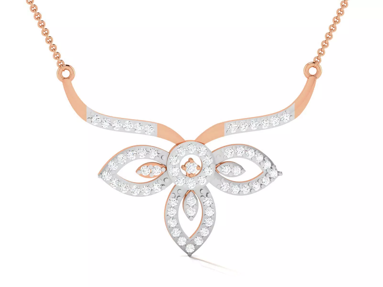 Flower Light Weight Diamond Necklace 3dm renders details 3D print model_0