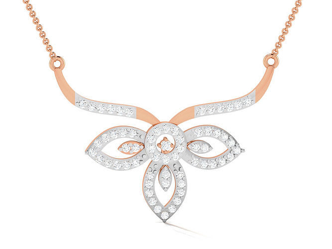 Flower Light Weight Diamond Necklace 3dm renders details 3D print model