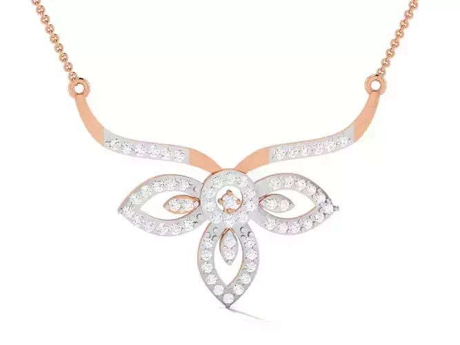 Flower Light Weight Diamond Necklace 3dm renders details