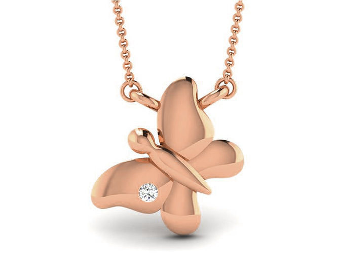 Butterfly Light Weight Diamond Necklace 3dm renders details 3D print model