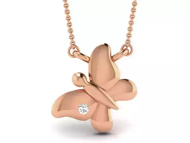 Butterfly Light Weight Diamond Necklace 3dm renders details