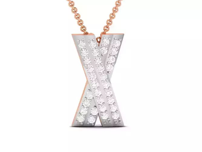X Light Weight Diamond Necklace 3dm renders details