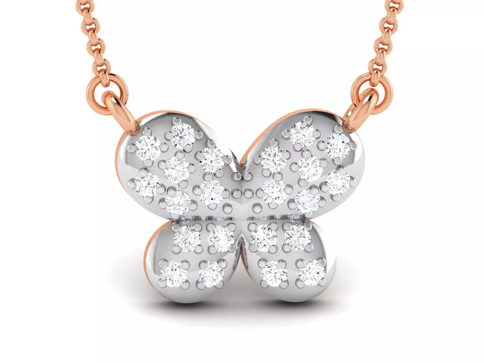 Butterfly Light Weight Diamond Necklace 3dm renders details 3D print model