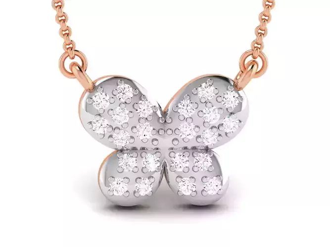 Butterfly Light Weight Diamond Necklace 3dm renders details 3D print model