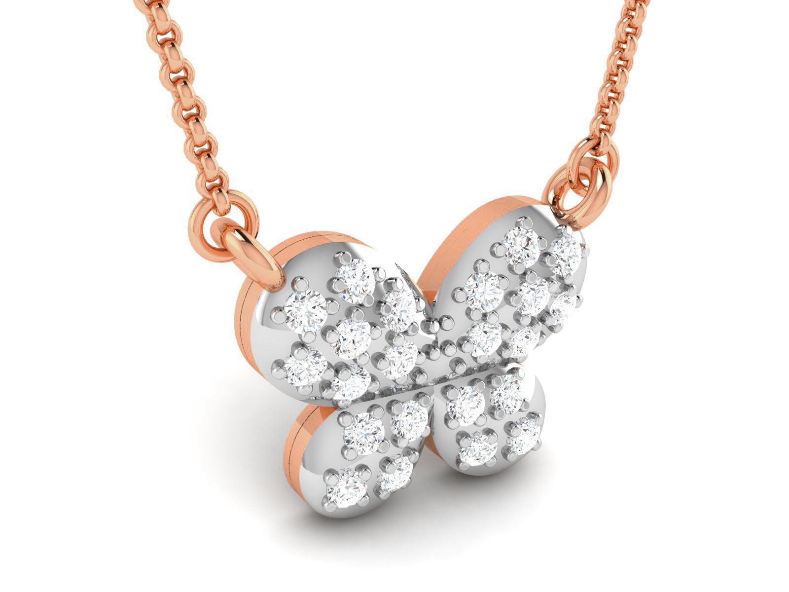 Butterfly Light Weight Diamond Necklace 3dm renders details 3D print model_3