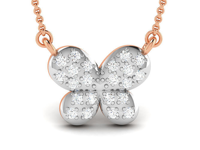 Butterfly Light Weight Diamond Necklace 3dm renders details 3D print model