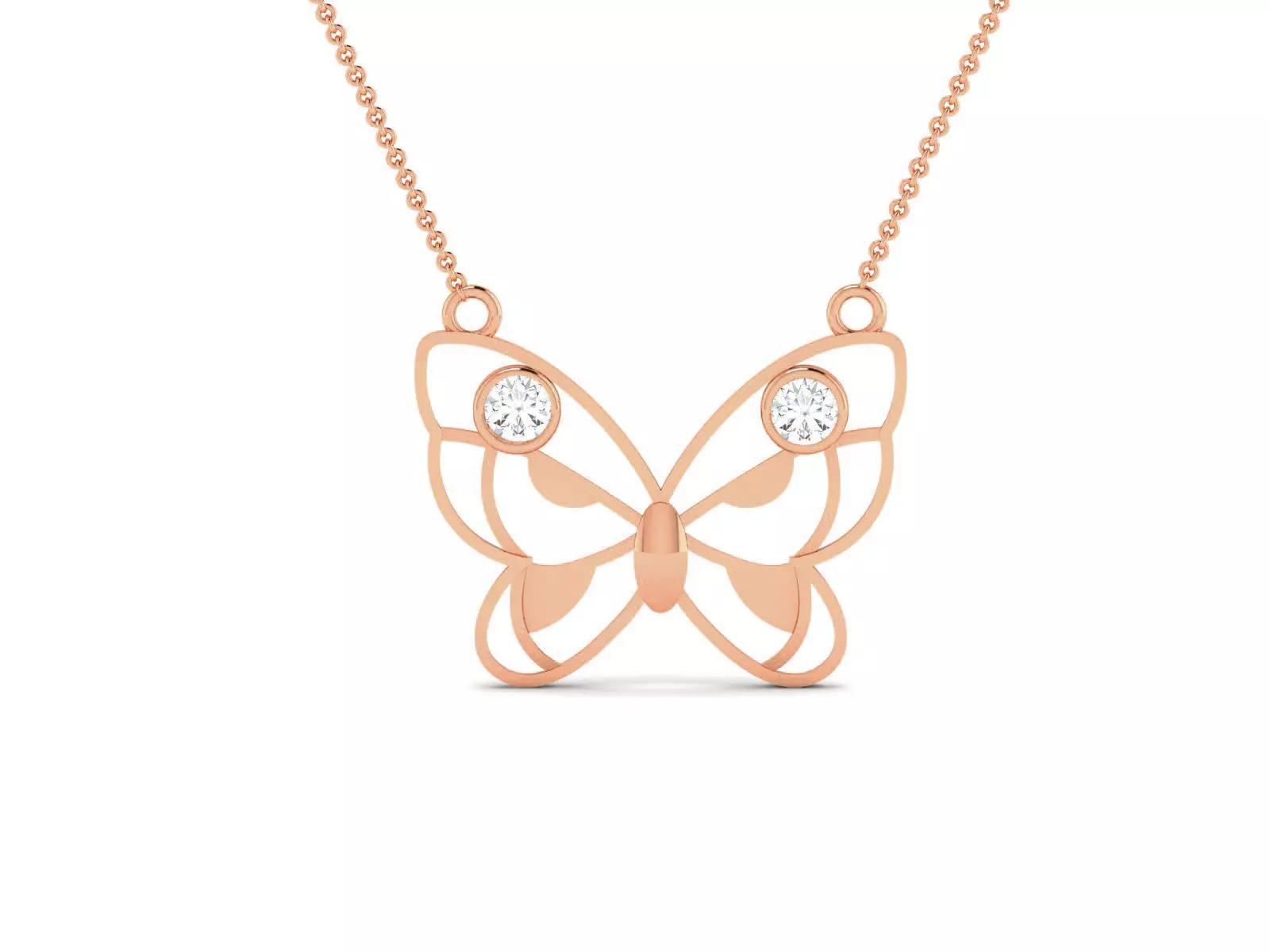 Butterfly Light Weight Diamond Necklace 3dm renders details 3D print model